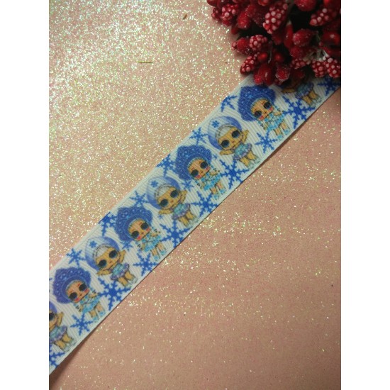 Лента репсовая 2,5 см с рисунком "Куколки", цена за 1 м